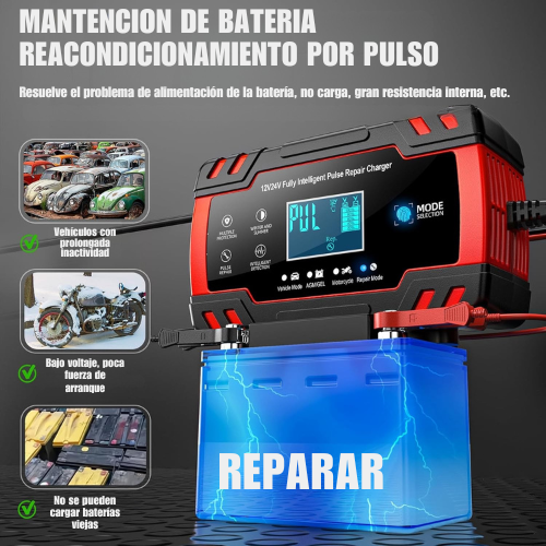¡Nunca más una batería muerta! Cargador reparador de baterías RECARGAPLUS¡